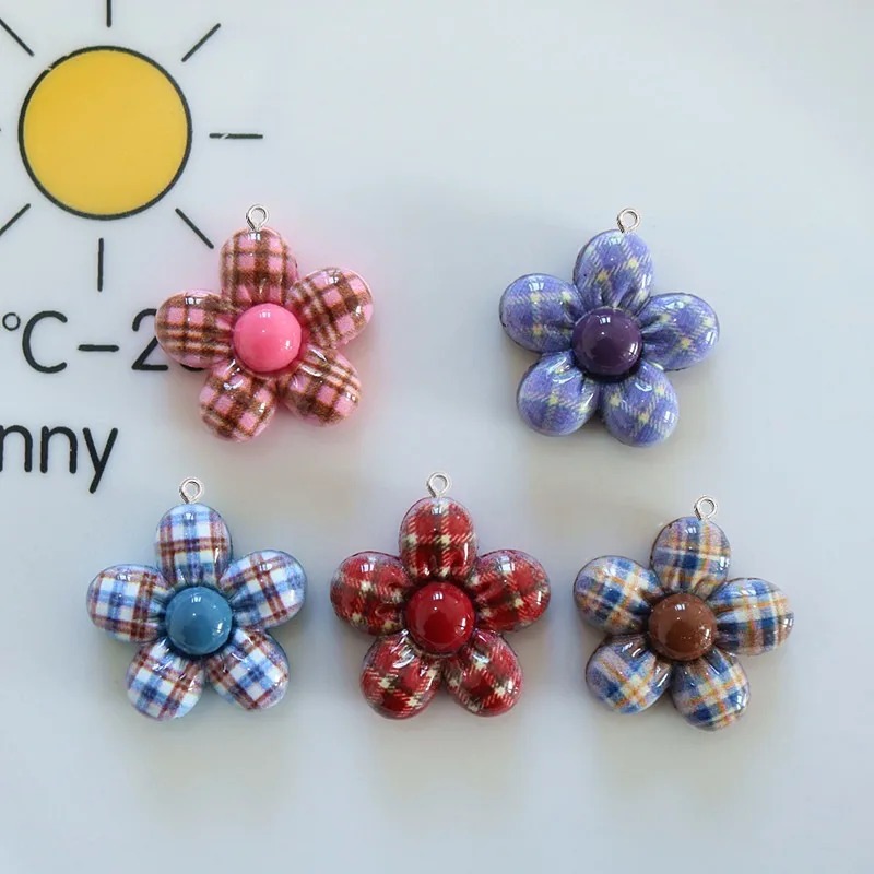 Resin Art With Flowers - 10Pcs Sweet Flower Planar Resin Pendant