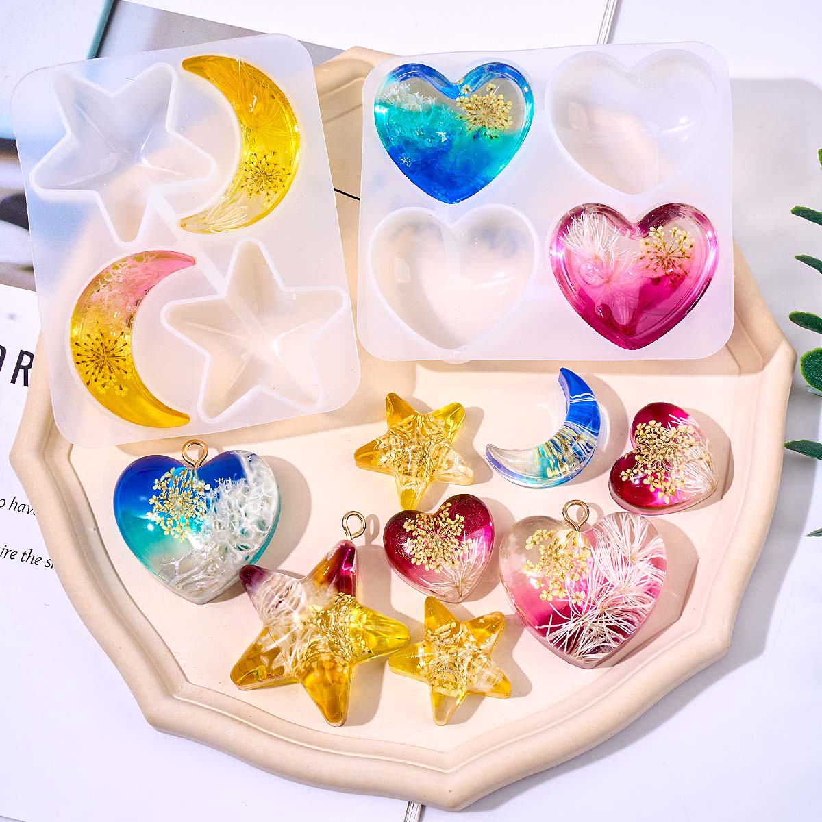 Resin Art Letters - Heart Star Moon Pendant Silicone Mold