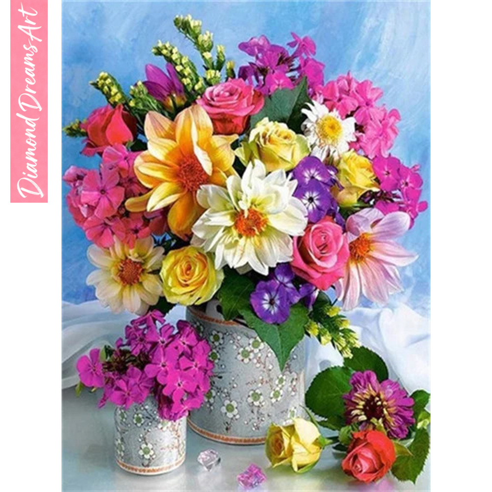 Resin Art With Flowers - Full Diamond Mosaic Flower 5D Diamond