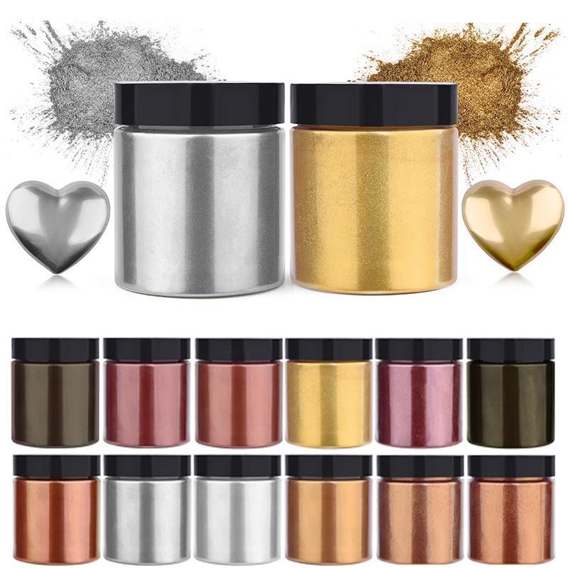 Resin Art Letters - 50g Shimmer Metallic Gold Silver Color