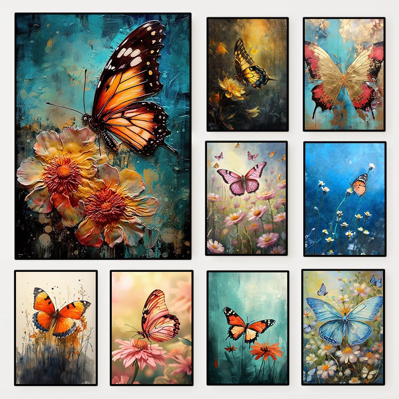 Resin Art With Flowers - Floral Butterfly Poster Colorful Insect Flower