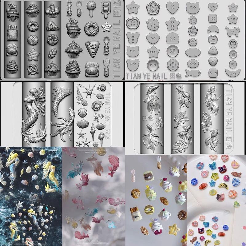 Resin Art Templates Free - 3D Soft Silicone Nail Ocean Mermaid