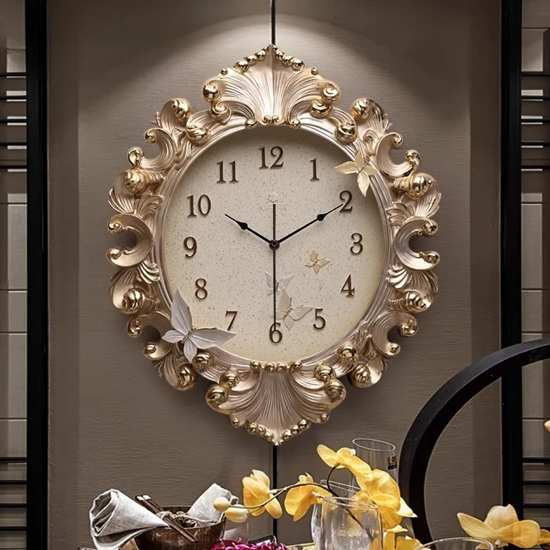 Resin Art Clock - European Style Room Wall Clock Classical