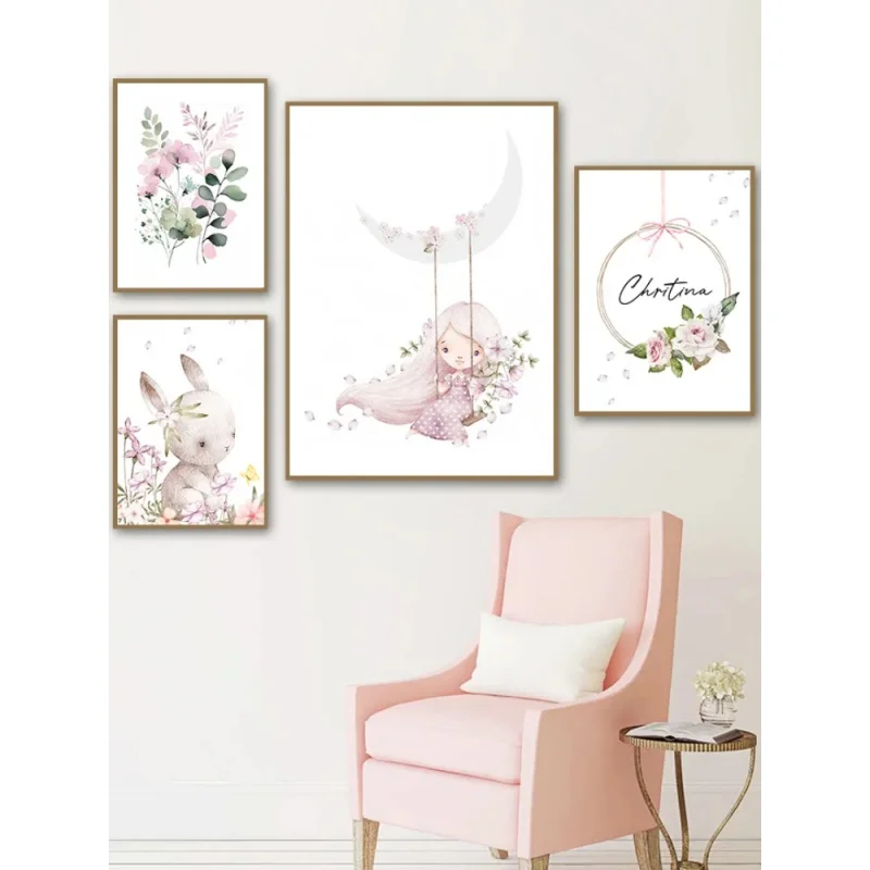 Nordic Cartoon Aesthetics Wall - Resin Art With Flowers 评论和价格