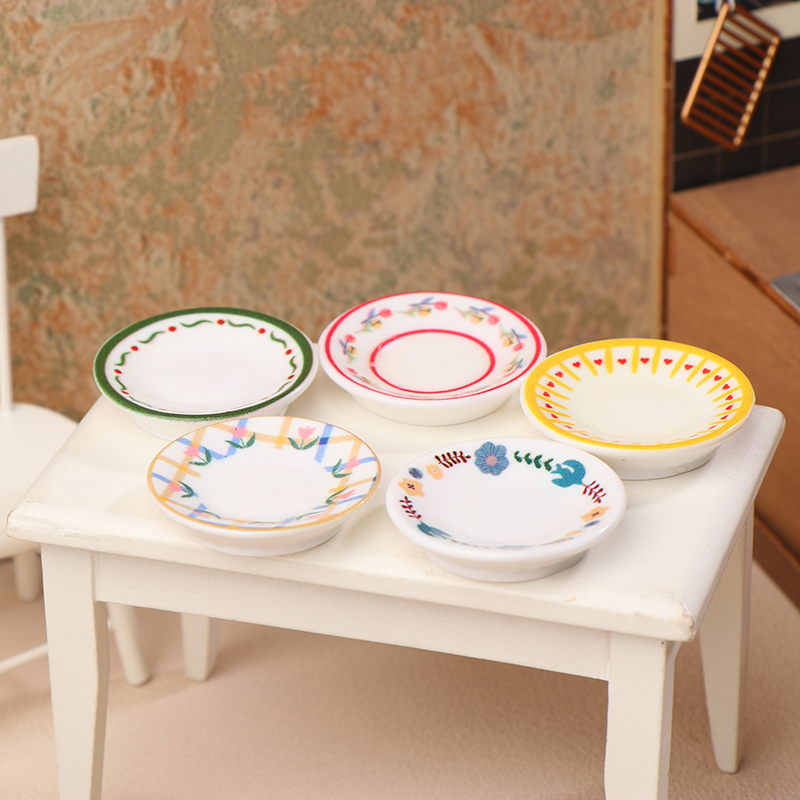 5Pcs 1/12 Dollhouse Mini Plate - Resin Art Toys 评论和价格