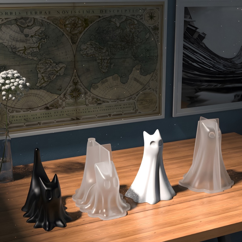 Ghost Cat Halloween Desktop Or - Resin Art Letters 评论和价格