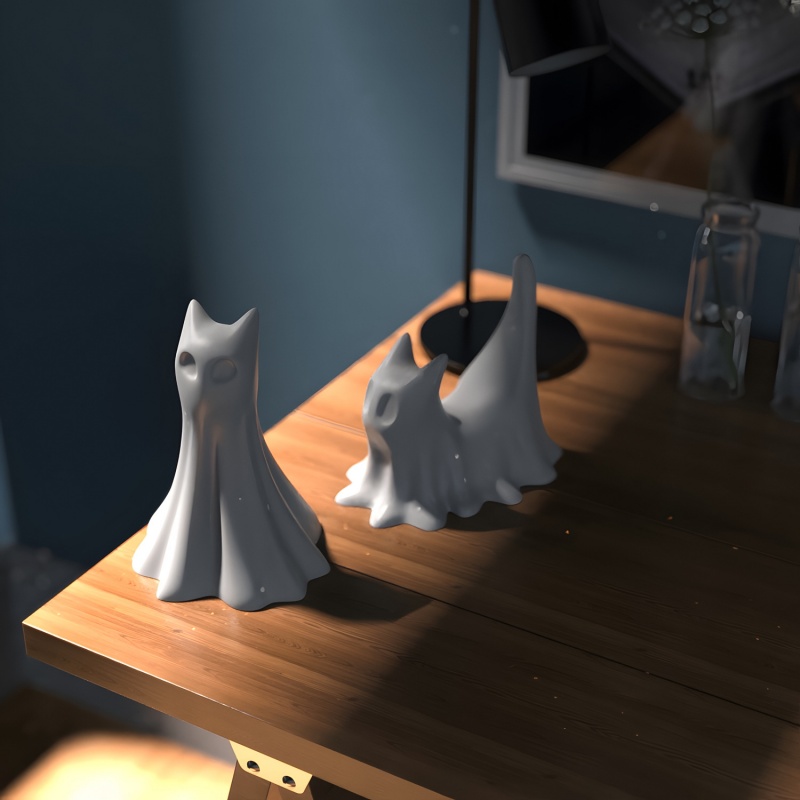 Ghost Cat Halloween Desktop Or - Resin Art Letters 评论和价格