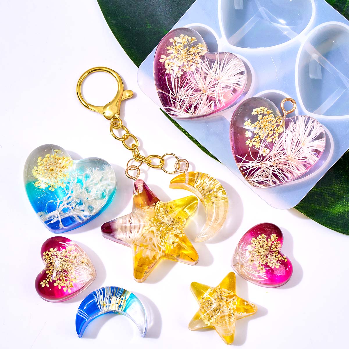 Heart Star Moon Pendant Silico - Resin Art Letters 评论和价格