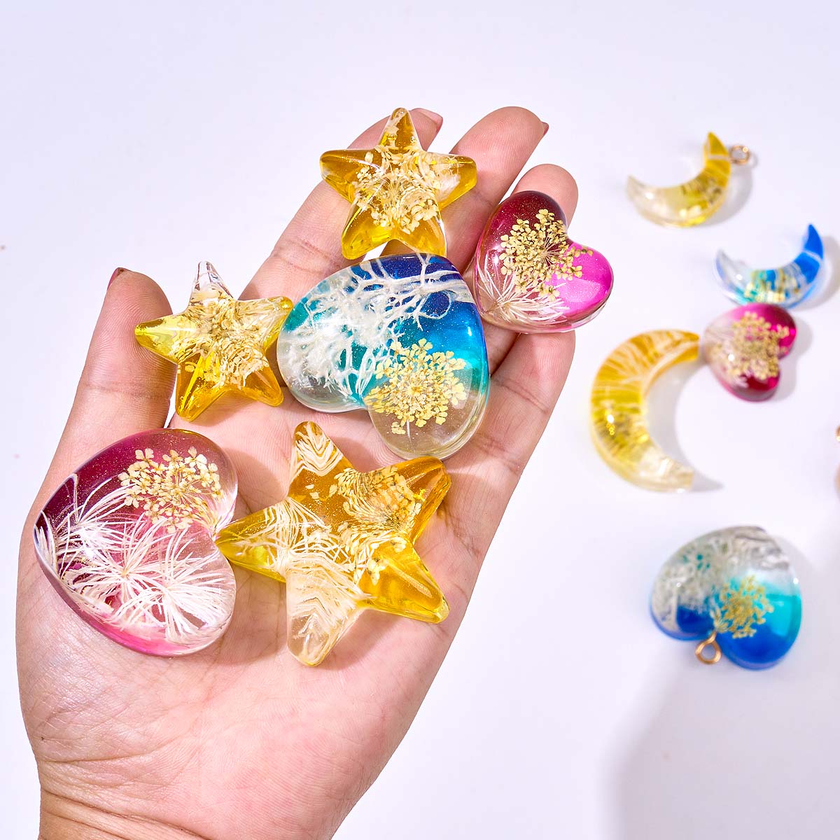 Heart Star Moon Pendant Silico - Resin Art Letters 评论和价格
