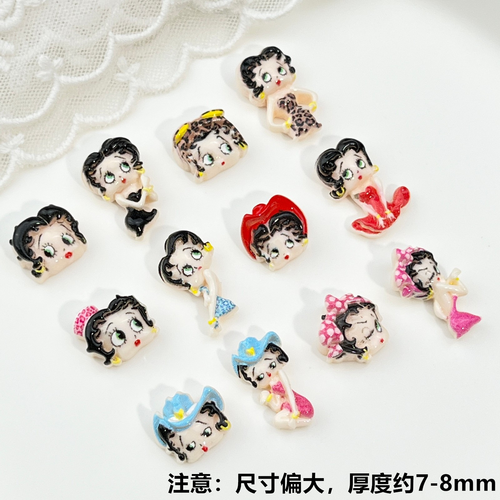 100pcs Cartoon Betty Nail Art  - Resin Art Gel 评论和价格
