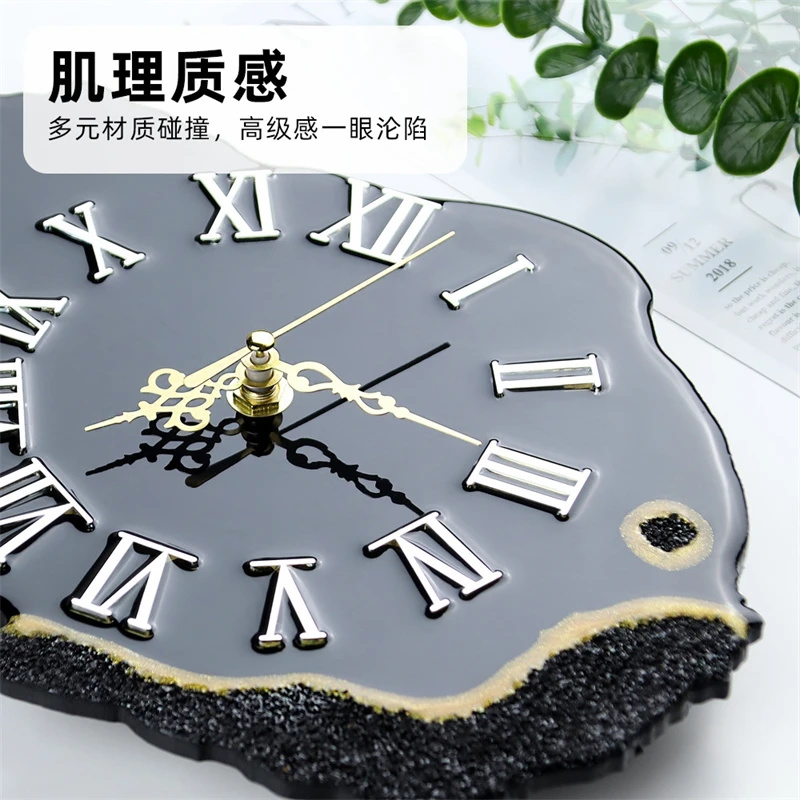 Black Crystal Chip Gold Edged  - Resin Art Clock 评论和价格