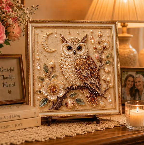 Owl Diamond Pearl Art DIY Pain - Resin Art With Flowers 评论和价格