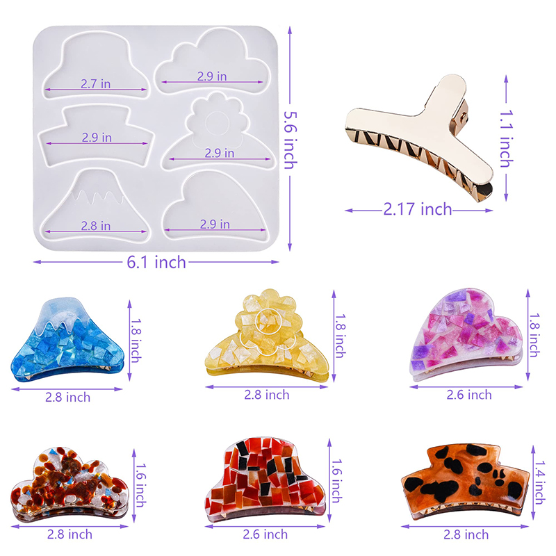 Hair Claw Clips Silicone Resin - Resin Art Letters 评论和价格