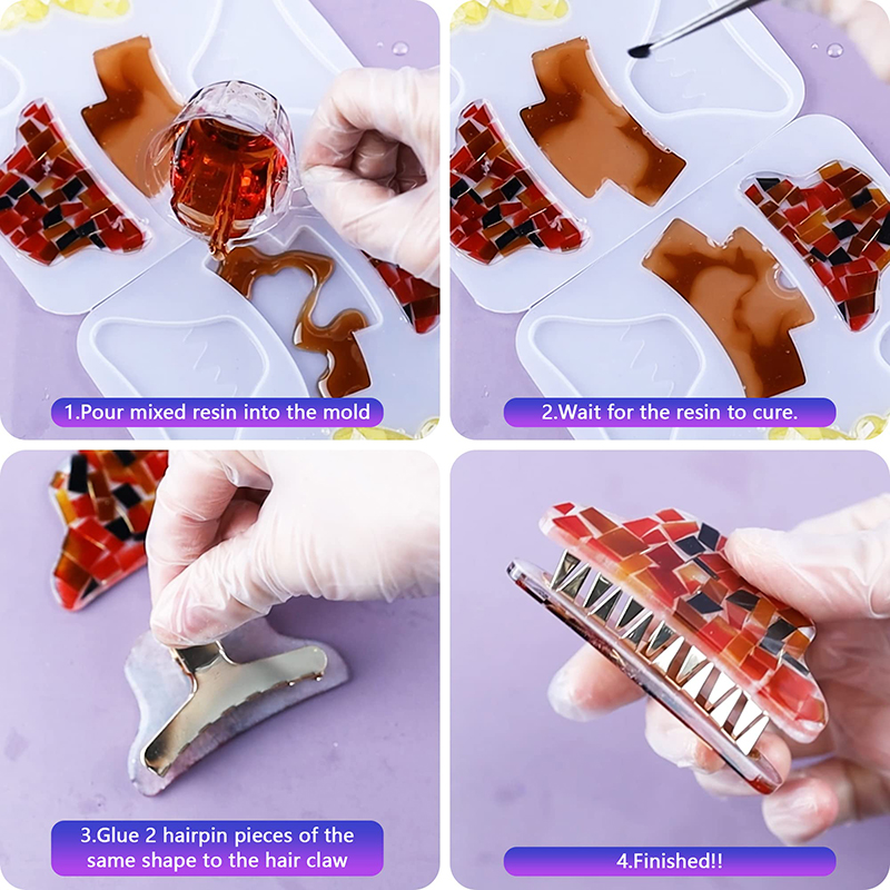 Hair Claw Clips Silicone Resin - Resin Art Letters 评论和价格