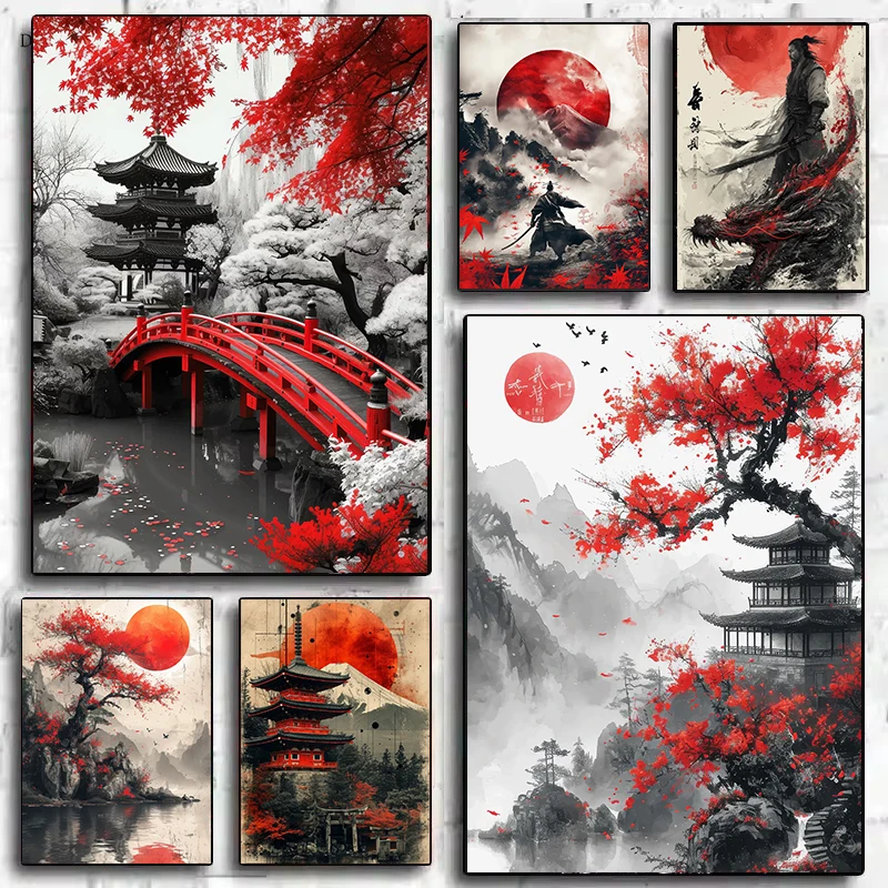 Samurai Warrior Red Moon Diamo - Resin Art And Deco 评论和价格