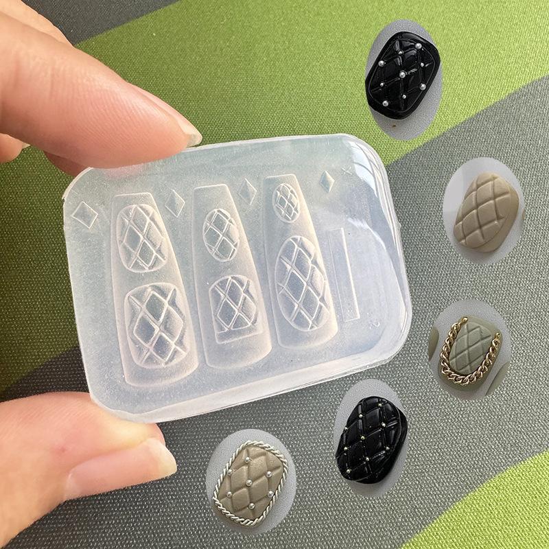 New Silicone Nails Mold Plaid  - Resin Art Templates Free 评论和价格