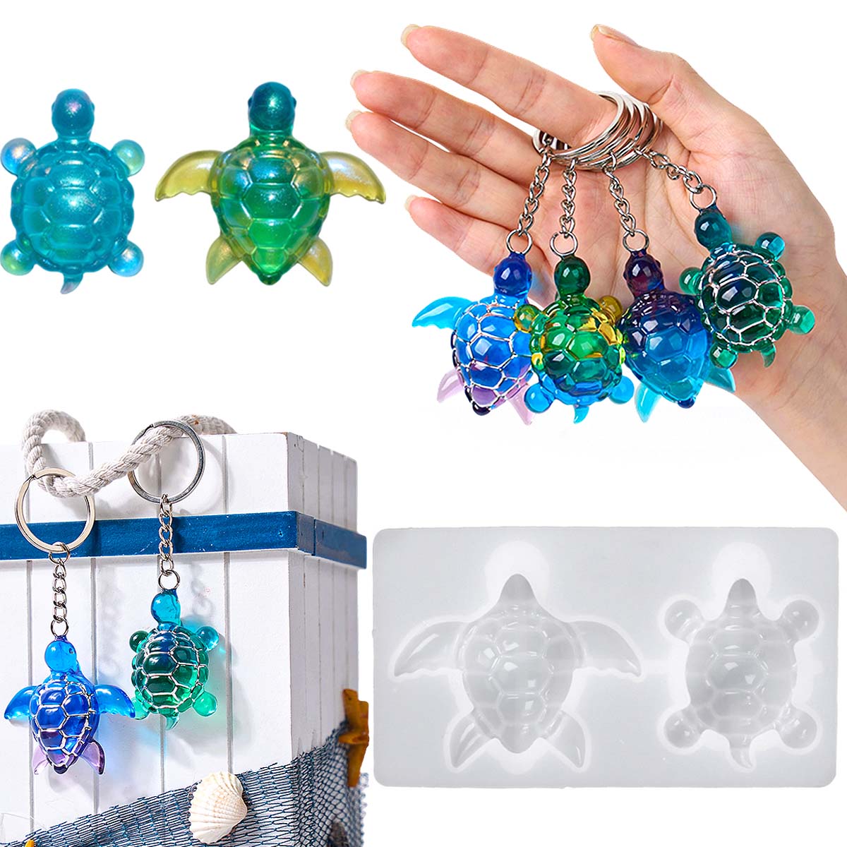 3D Sea Turtle Keychain Silicon - Resin Art Letters 评论和价格