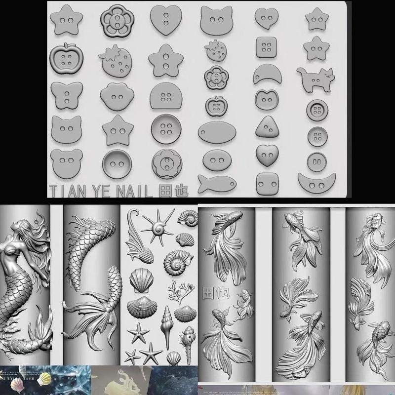 3D Soft Silicone Nail Ocean Me - Resin Art Templates Free 评论和价格