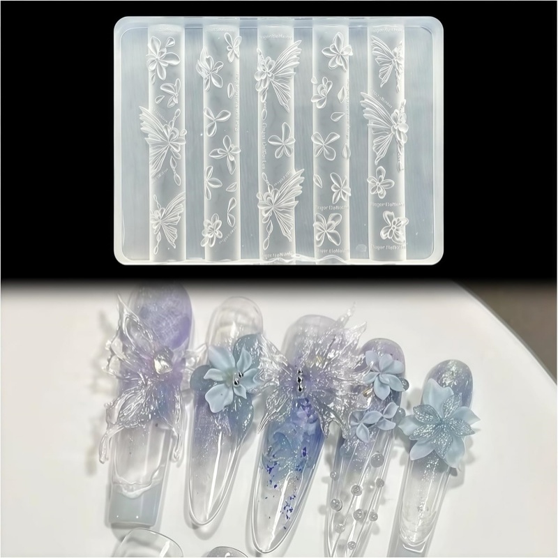 3D Butterfly Flower Gel Nail A - Resin Art Templates Free 评论和价格